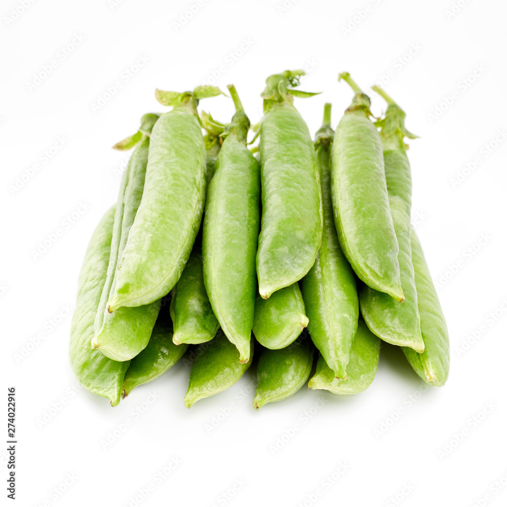 Fresh green pea pod with beans isolated on white background. Fresh green pea pod with beans isolated on white background.