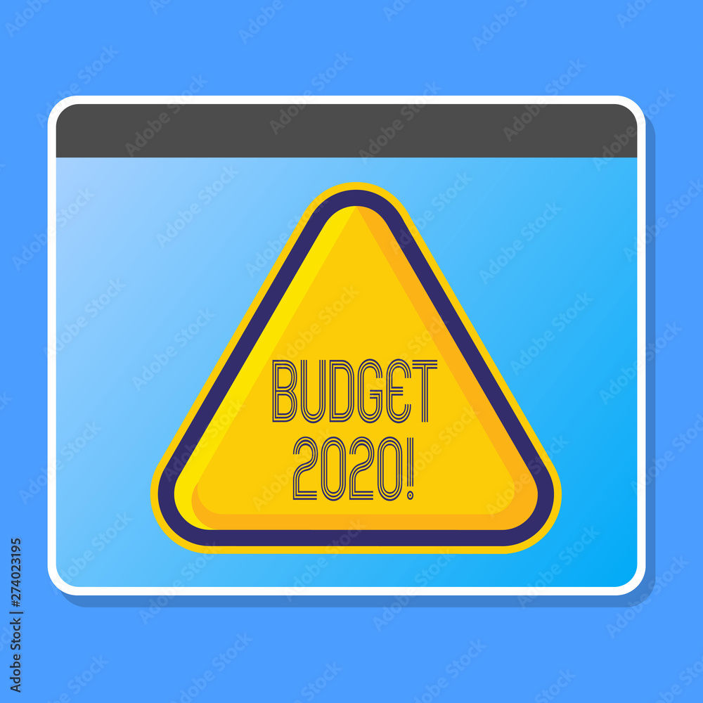 Word writing text Budget 2020. Business concept for estimate of income and expenditure for next or current year Blank Yellow Embossed Triangle with Border as Web Button In Tablet Screen. Word writing text Budget 2020. Business concept for estimate of income and expenditure for next or current year Blank Yellow Embossed Triangle with Border as Web Button In Tablet Screen.