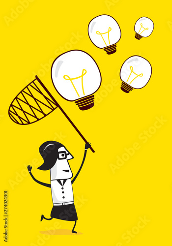 Businesswomen trying to catch idea