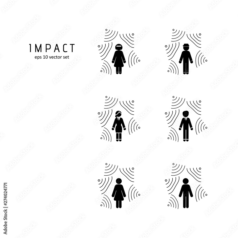 Impact - vector icons set on white background. Impact - vector icons set on white background.