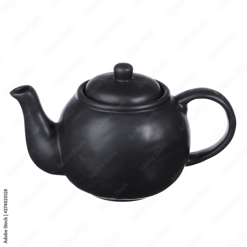 black matte teapot on a white background black matte teapot on a white background