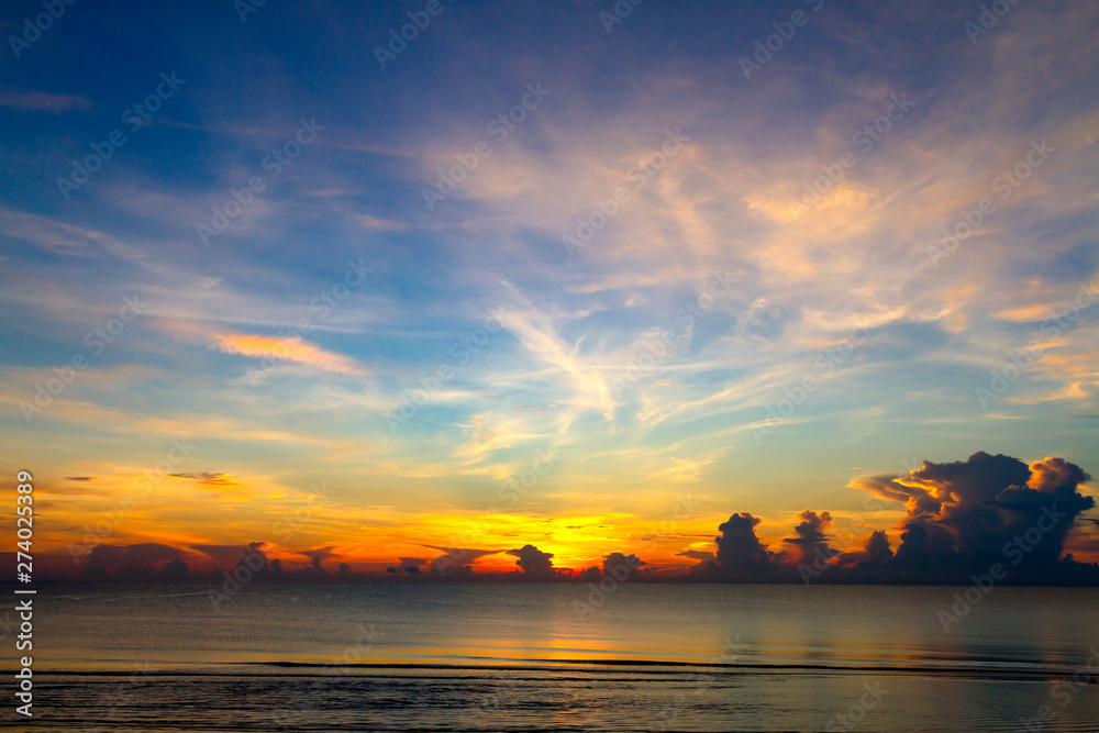 Sunrise and sky morning at beach Ban Krut Beach