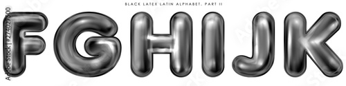 Black latex inflated alphabet symbols F-G-H-I-J-K photo