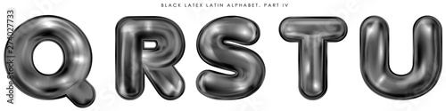 Black latex inflated alphabet symbols Q-R-S-T-U