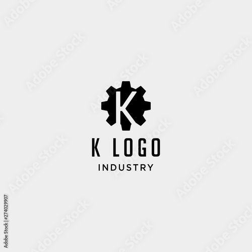 gear machine logo initial k industry vector icon design isolated