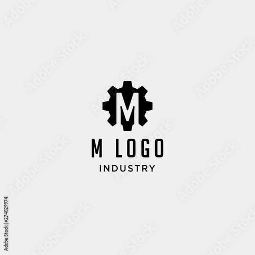 gear machine logo initial m industry vector icon design isolated