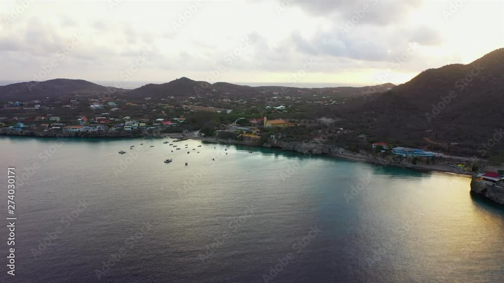 Aerial view at sunrise over beaches in Westpunt on the western side of Curaçao/Caribbean /Dutch Antilles Aerial view at sunrise over beaches in Westpunt on the western side of Curaçao/Caribbean /Dutch Antilles
