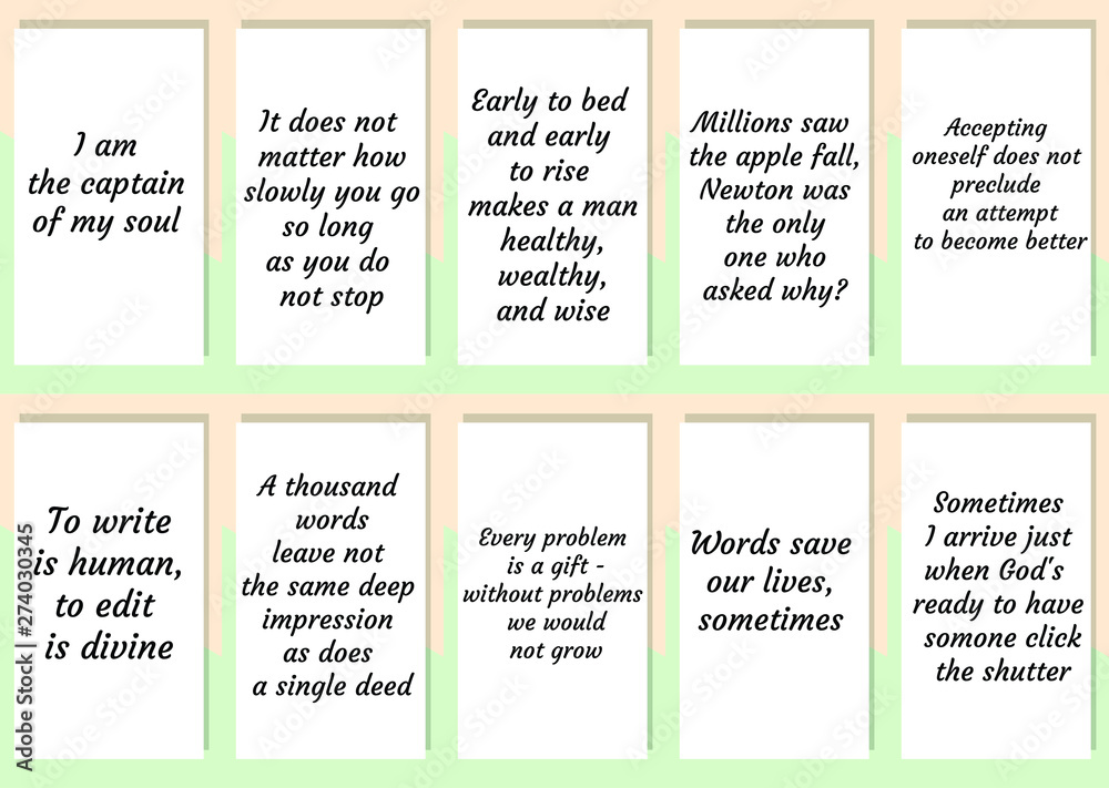 Set Of Ready To Post In Social Media Quotes For Blogger About Motivation Inspiration And Success Positive Sayings For Every Day Stock Vector Adobe Stock Set Of Ready To Post In Social Media Quotes For Blogger About Motivation Inspiration And Success Positive Sayings For Every Day Stock Vector Adobe Stock