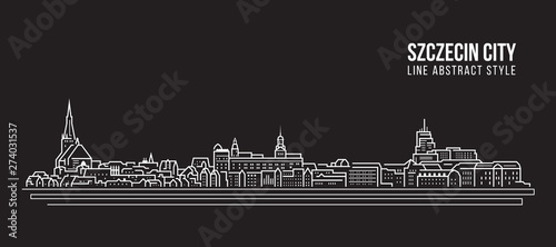 Cityscape Building Line art Vector Illustration design - Szczecin city photo