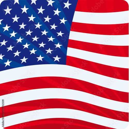 Vector icon of amercan flag with waves.