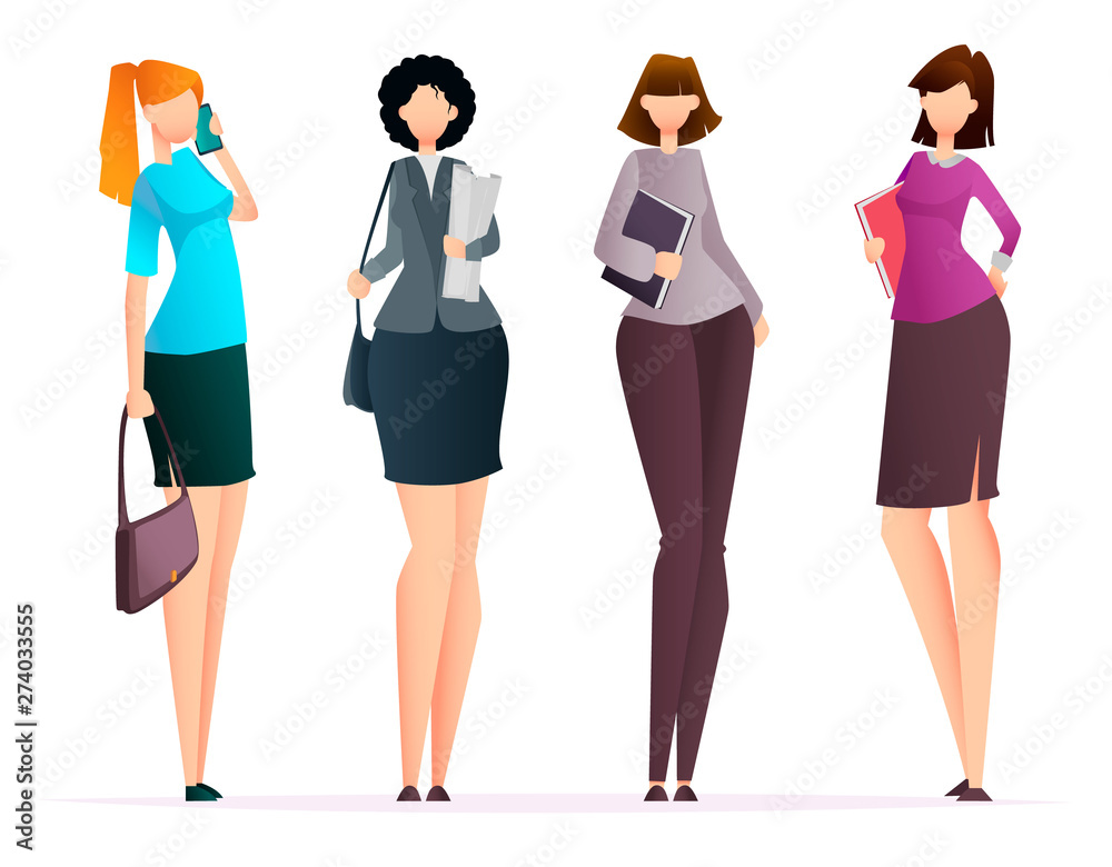 Obraz premium Successful business women, set of four poses