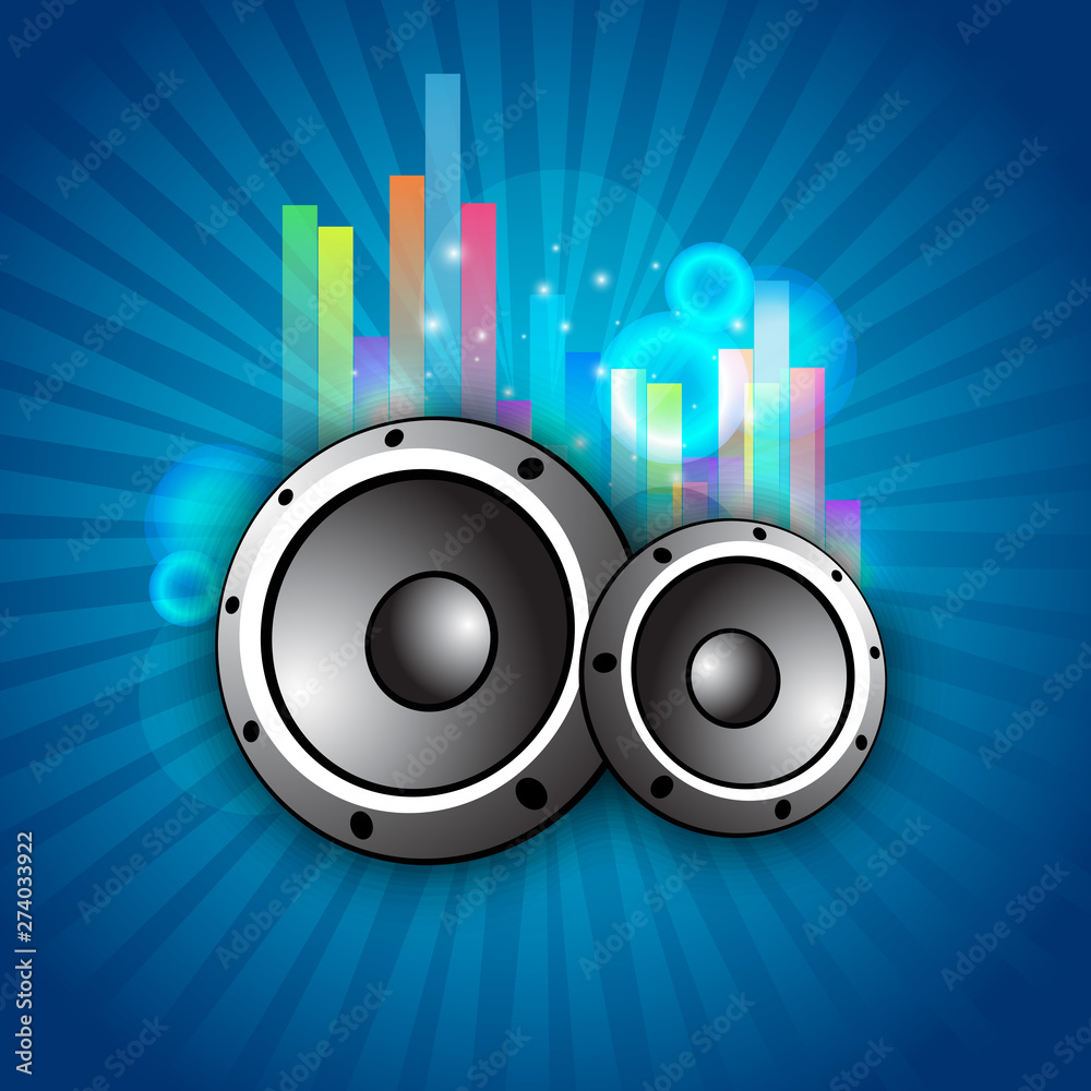 Musical instrument speakers with volume equalizer. Musical instrument speakers with volume equalizer.