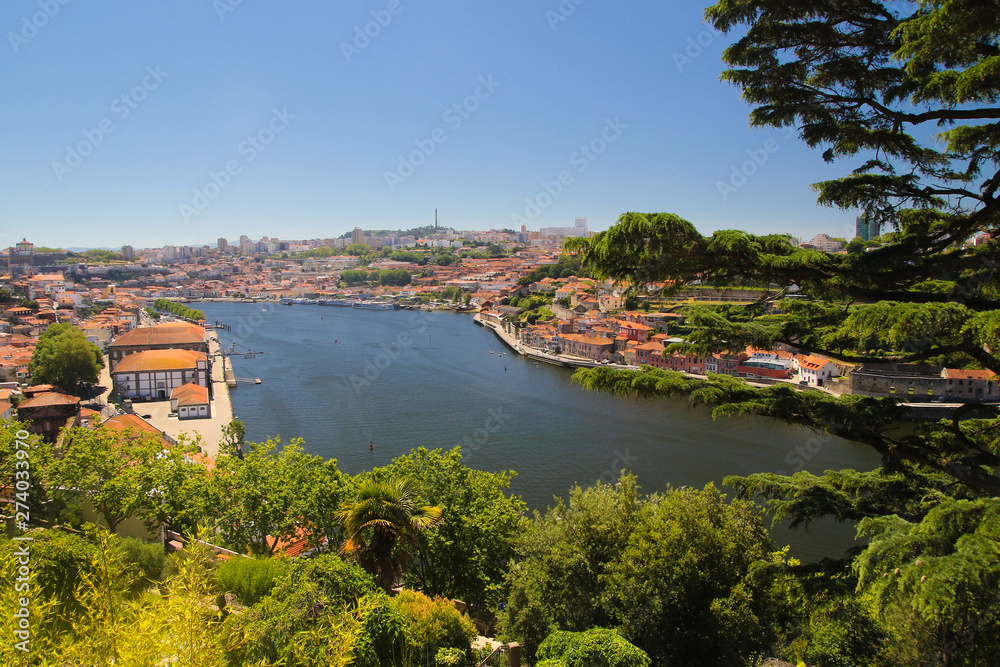 City skyline with Porto town and Douro river