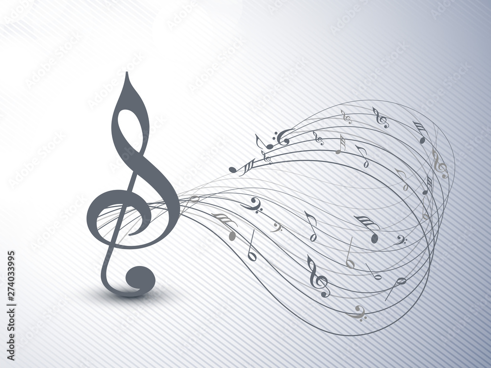 Fototapeta premium Concept of musical notes with waves.