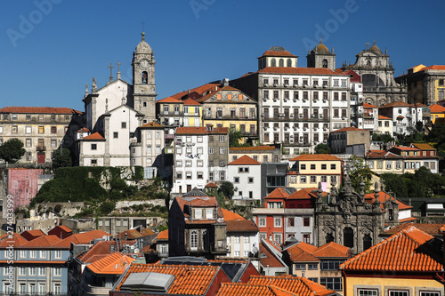 Cityscape with church bell tower; Porto, Portugal