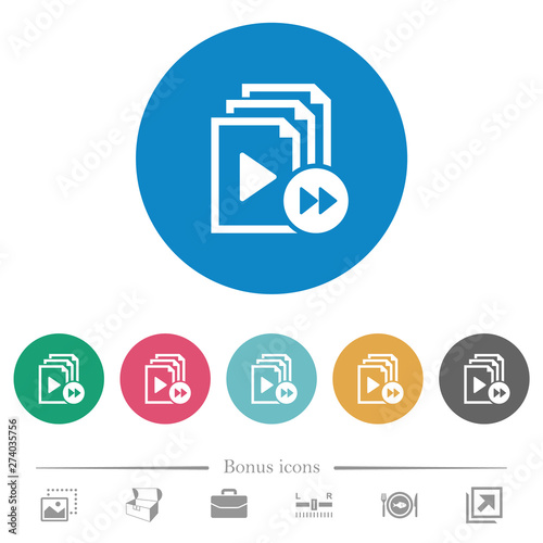 Playlist fast forward flat round icons
