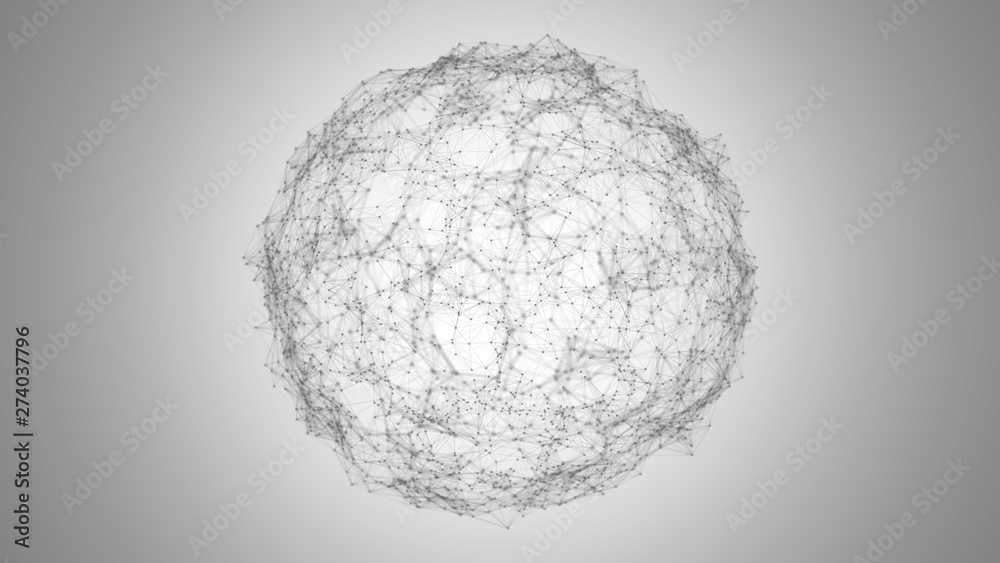 Abstract digital 3d render connected network sphere. Artificial intelligence. Global network concept. Abstract geometric spherical shape Abstract digital 3d render connected network sphere. Artificial intelligence. Global network concept. Abstract geometric spherical shape