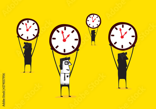 Group holding up a time
