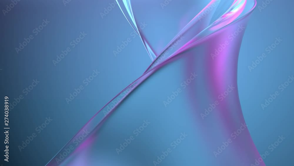 3d render abstract modern glass flow background. Liquid forms. Slow animation.