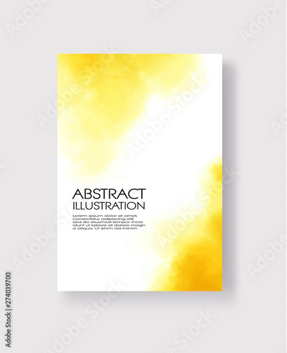 Bright yellow textures, abstract hand painted watercolor banner.