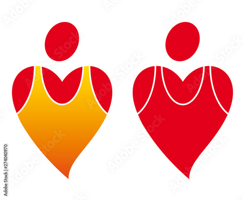 Sportive two heart icon iso...