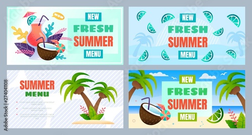 New Fresh Cocktail and Food Menu Resort Banner Set