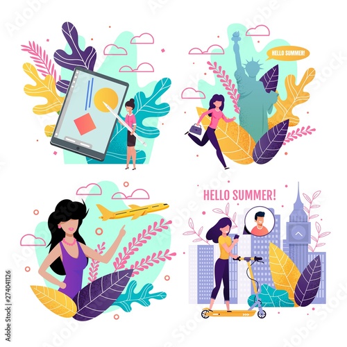 Group Women Requires Summer Vacation Motivate Set