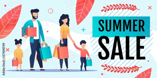 Grand Summer Sales Offer for Family Flat Banner
