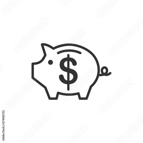 Piggy bank icon template black color editable. Piggy bank symbol Flat vector sign isolated on white background. Simple vector illustration for graphic and web design.