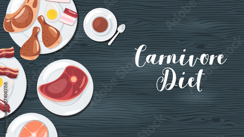 Carnivore, red meat diet web banner template