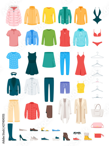 Clothes and accessories vector illustrations set