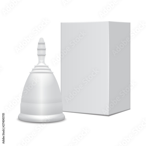 Menstrual cup. Feminine hygiene. Protection for woman in critical days. Realistic Vector illustration on white background
