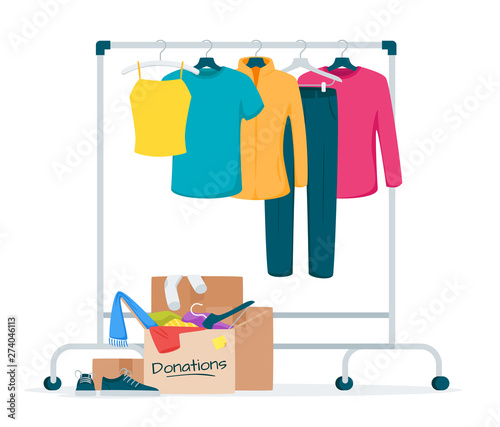 Used clothes donation flat vector illustration