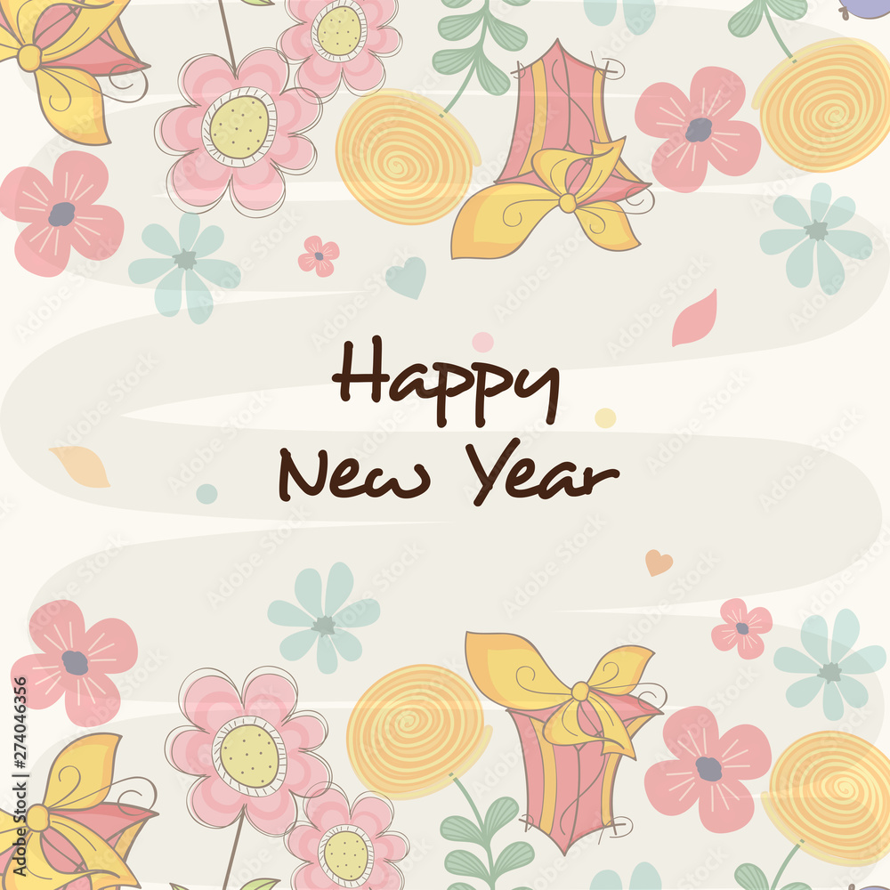 Greeting card design for Happy New Year celebrations.