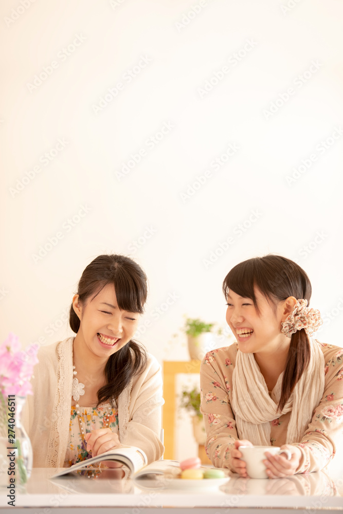 談笑をする2人の女性 談笑をする2人の女性