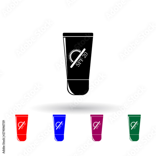 sunblock multi color icon. Elements of beach holidays set. Simple icon for websites, web design, mobile app, info graphics