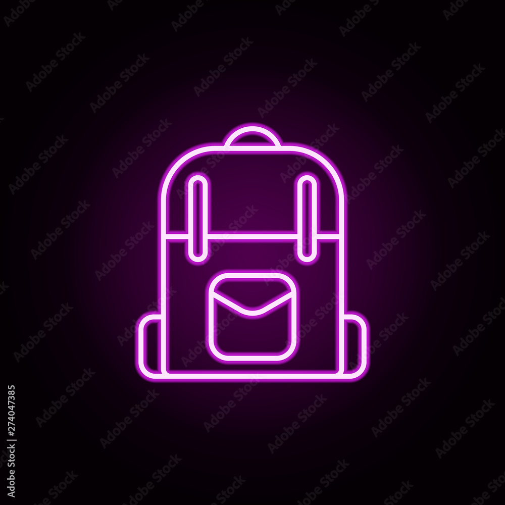 backpack neon icon. Elements of camping set. Simple icon for websites, web design, mobile app, info graphics backpack neon icon. Elements of camping set. Simple icon for websites, web design, mobile app, info graphics