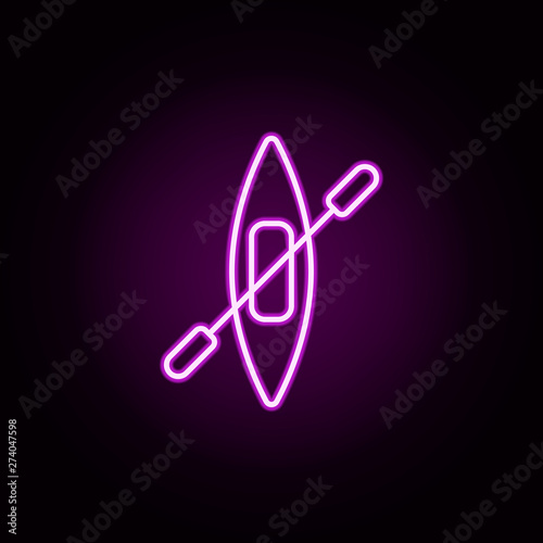 kayak neon icon. Elements of camping set. Simple icon for websites, web design, mobile app, info graphics