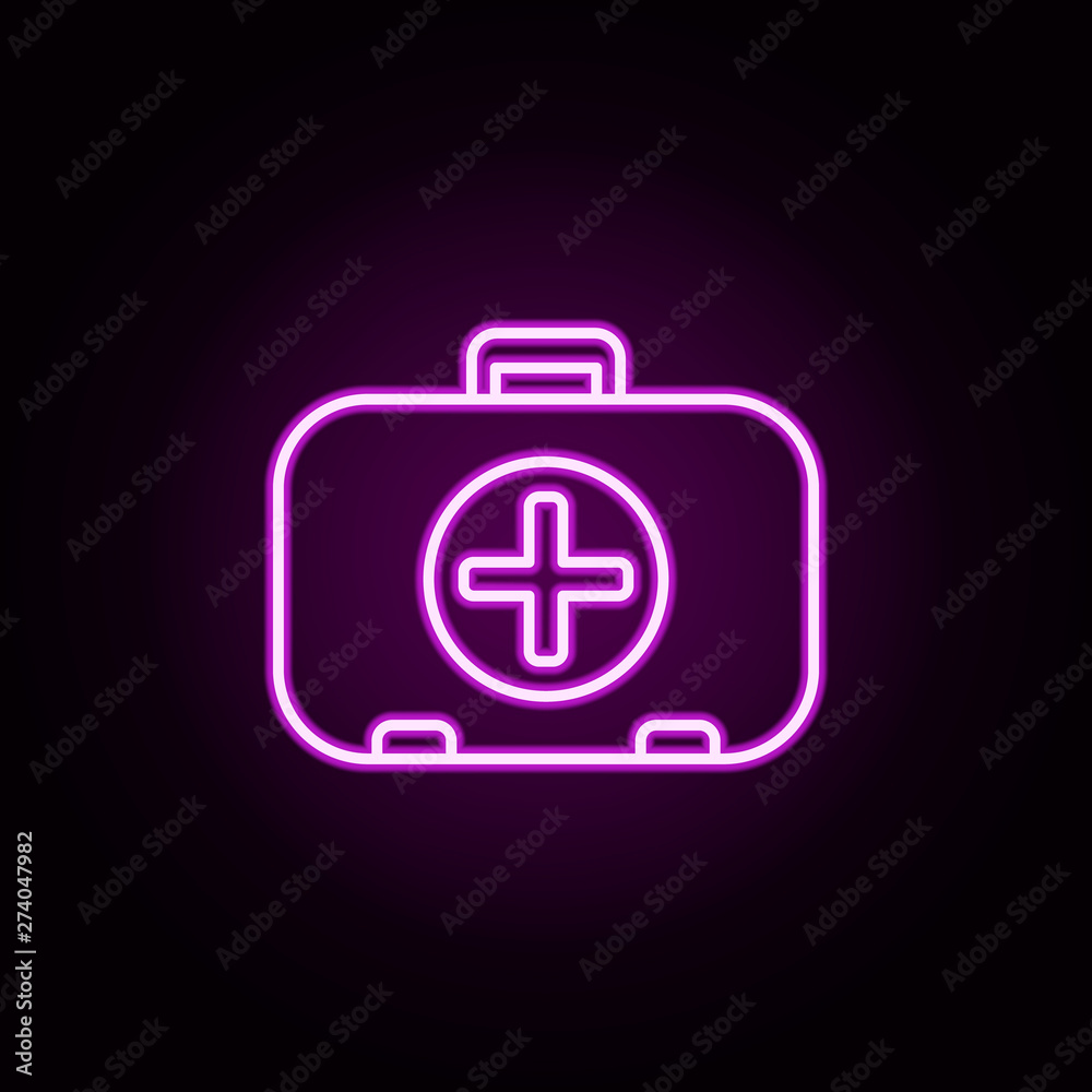 Fototapeta premium first-aid kit neon icon. Elements of camping set. Simple icon for websites, web design, mobile app, info graphics