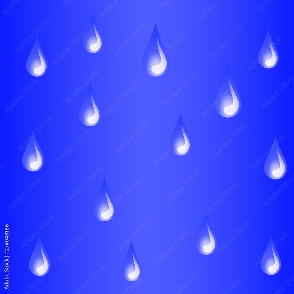 Big and small drops on a blue background Big and small drops on a blue background