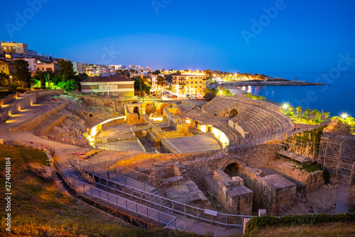 Amphitheater of Tarragona at sunset in Catalonia photo