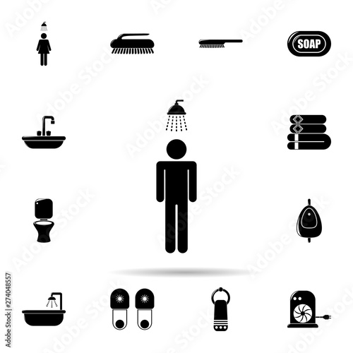 man under the shower icon. Universal set of Bathroom for website design and development, app development