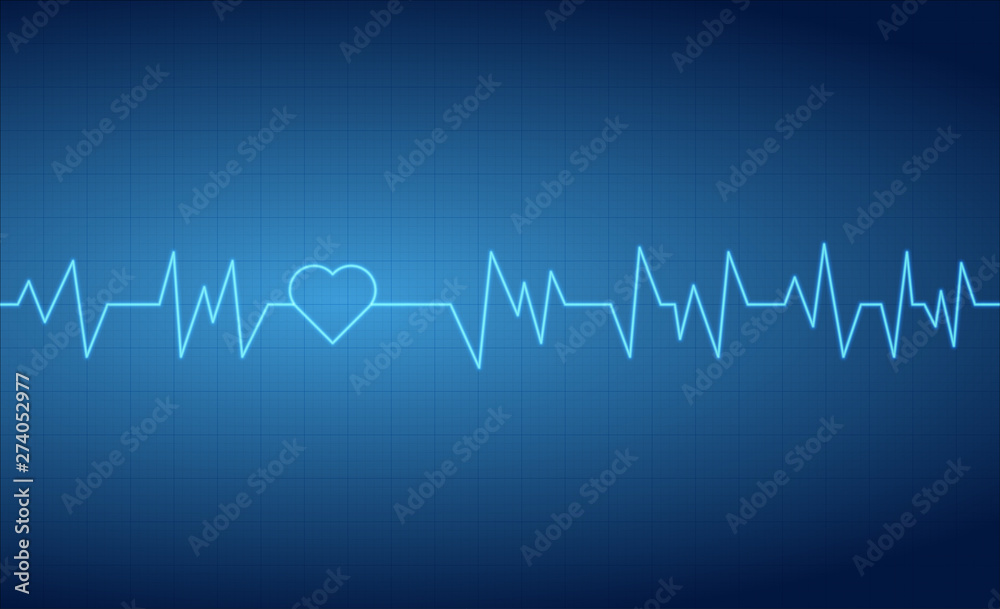 Heart beats pulse cardiogram grid lines background
