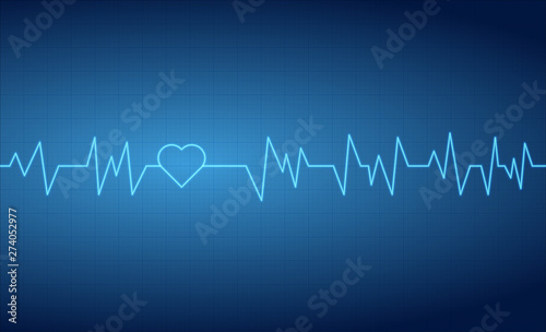 Heart beats pulse cardiogram grid lines background