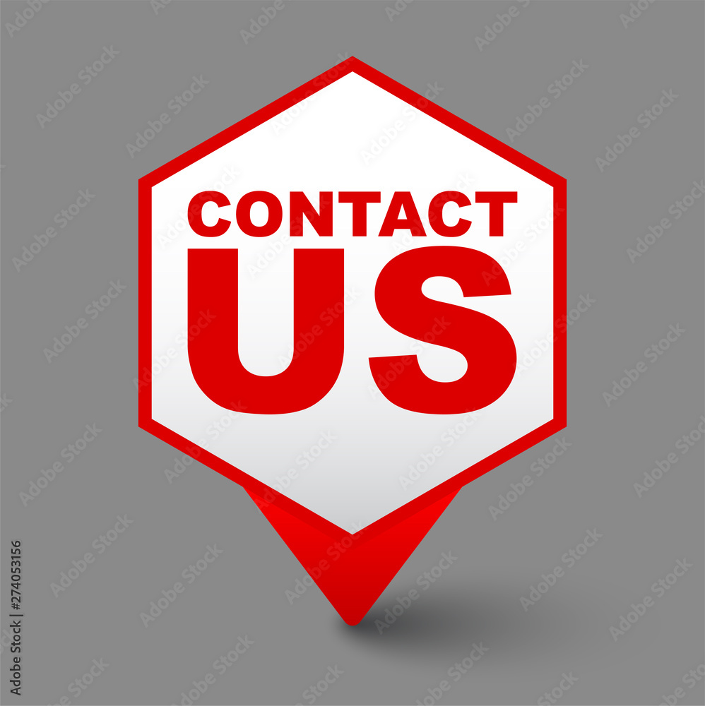 red vector banner contact us