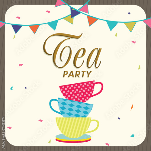 Tea party invitation card design.