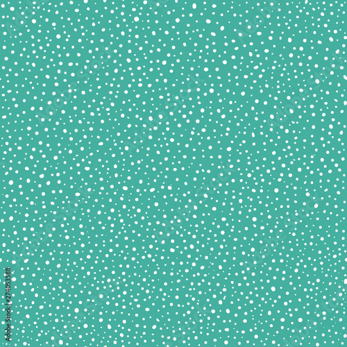 Hand drawn irregular white circles in dense texture design. Seamless random vector pattern on turquoise background. Great for wellness, beauty products, packaging, home decor, stationery giftwrap.