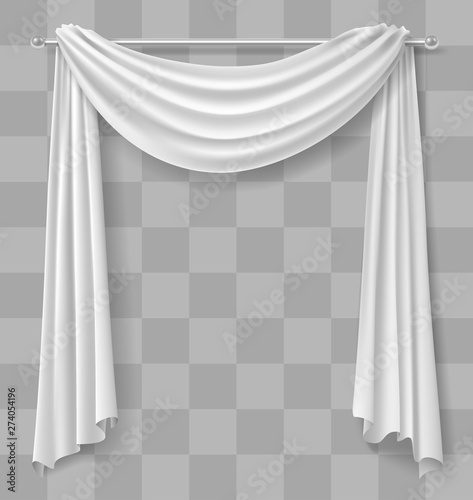 Curtain drapery for window white