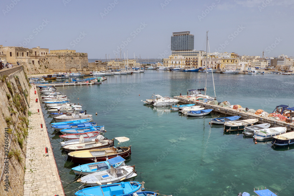 Overview of the port of Gallipoli in Puglia, Italy