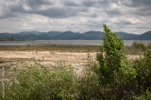 scenic view on beautiful intermittent lake cerknica, with water, spring season, slovenia